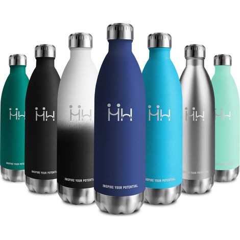 Gourde Inox 1L, Bouteille Étanche, Bouteille d'eau Acier Inoxydable à Double Paroi, Réutilisable, sans BPA, Bouteille Isotherme pour Bureau, École, Randonnée, Sport, Voyage, Gym, Enfant ou Adulte (1/5)