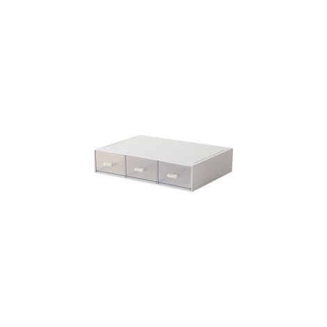 Organiseur de bureau blanc avec tiroir, empilable, ensemble de 2 pièces pour le bureau et le maquillage (1/5)