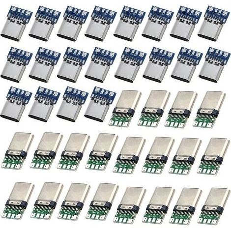 40 pièces connecteur USB C à souder,USB C encastrable connecteur, USB 3.1 type C Connecteur 24 broches mâle femelle pour Souder Module de Support Carte PCB de Fil (1/5)