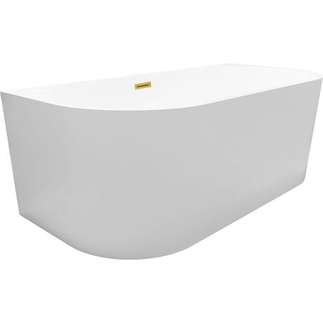 Balneo Baignoire miroir d'ore semi-îlot Murale 150x75cm, accessoires miroir doré, Acrylique thermoformé 3.5mm, avec pieds réglables, VIVA (1/4)