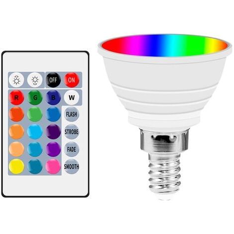 Ampoule LED E14 3W RVB – Changement de couleur blanc froid – 350LM – Télécommande incluse – Angle de faisceau 45° – Économie d'énergie 80% – Mowze (1/4)