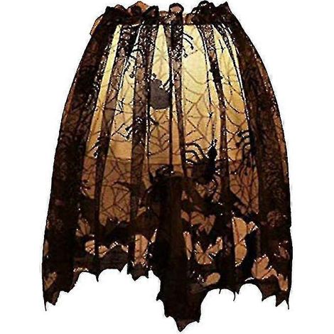Halloween-Dekoration Spinnennetz-Tischlampenschirm Türvorhang für Partydekoration (2 Stück - schwarz) A (1/2)