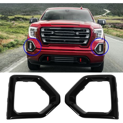 Enjoliveurs de phares antibrouillard, gauche et droite, 84176752 84176753, adaptés pour GMC Sierra 1500 2019-2021 (noir brillant). (1/5)