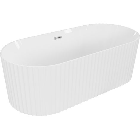 Mexen Paola freistehende gerippte Badewanne 170 x 80 cm, weiß glänzend, Überlauf chrom - 52721708000-01 (1/3)