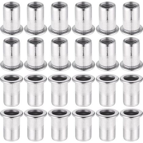 60 PCS M5/6/8 Acier Inoxydable 304 Rivet Écrou,Écrous à Sertir Rivet Écrou à Tête Plate Nutsert en Acier Écrou Outil Plat Tête Filetée Rivet Nutsert Ecrous de Rivet Insert Filetage Métrique H26 (1/5)