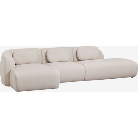 Canapé modulaire avec méridienne gauche en 3 pièces et divan droit en chenille Coquette SKLUM (1/5)