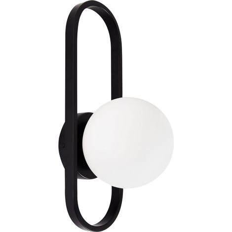 Lampada da parete in vetro opaco Paralume nero Vardi