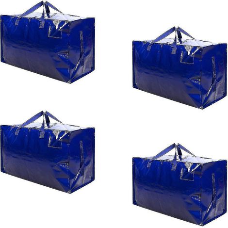 Set mit 4 großen, robusten Aufbewahrungstaschen mit Reißverschluss und Etikettenfach. Ideal für Umzüge, die Aufbewahrung von Kleidung, Bettwäsche, zum Verpacken und für andere Haushaltsgegenstände. Gr (1/5)