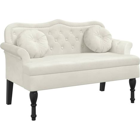 vidaXL Banco con cojines terciopelo crema 120,5x65x75 cm (1/2)