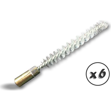 Ecouvillon NYLON Condenseur Lot de 6 Ø 10 mm Raccord laiton taraudé M6 femelle Torsade en acier galvanisé Brosse nettoyage paroi tube alésage Kibros 4TCN10x6 (1/5)