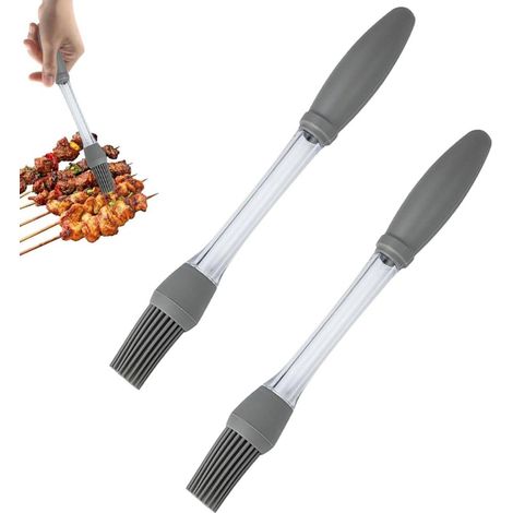 Pinceau de cuisson - Lot de 2 - Pinceau de cuisine - Pinceau de cuisson en silicone pour barbecue - Pinceau à huile - Pinceau à marinade - Brosse - Ustensiles de cuisine-AquaForge