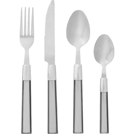Ménagère 24 couverts en acier inoxydable – 6 couteaux, 6 fourchettes, 6 cuillères à soupe et 6 cuillères à café – Passe au lave-vaisselle – Secret De Gourmet