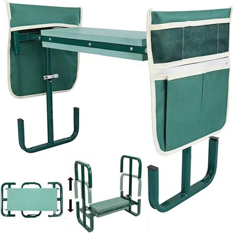 Agenouilloir de jardin pliable - Réglable en hauteur - 60 x 52 x 27 cm - Pour le jardinage - Avec aide au lever - Sac à outils - Tapis en mousse EVA - Pour le jardinage, le camping, la pêche (1/5)