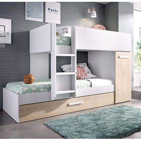 Conjunto de cama tren Orcera en blanco-natural 150 cm(alto)242 cm(ancho)111 cm(largo) (1/4)