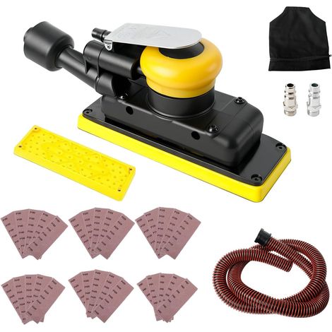 Exzenterschleifer – Druckluft-Poliermaschine – 10.000 U/min – 7 x 20 cm – Staubfrei – Druckluftbetriebener Exzenterschleifer mit 30 Schleifblättern