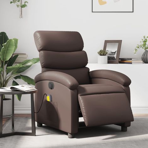 Fauteuil de massage inclinable électrique-Chaise de relaxation marron similicuir 816136 (1/5)