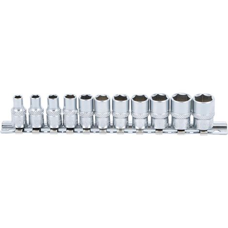 Bgs Technic – Coffret cliquet et douilles 6 pans 1/4 – 11 douilles en acier chrome vanadium – Traitement surface mat – Confort de prise en main