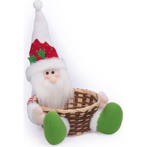 Panier de Noël pour Bonbons Père Noël et Bonhomme de Neige, Corbeille Décorative de Friandises, Récipient à Sucreries pour Décorations de Fêtes, Plateau à Snacks Festif (1/4)