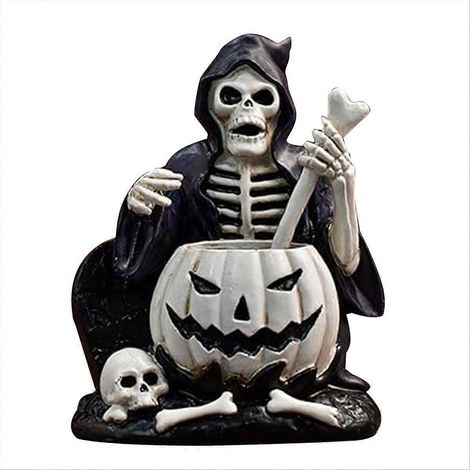 Halloween-Totenkopffiguren zur Bürodekoration, gruselige Gothic-Ornamente, Tischdekoration, schauriges Accessoire für eine unheimliche Atmosphäre. (1/5)