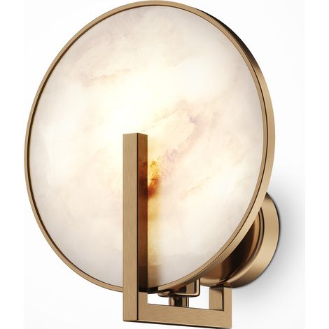 Applique Contemporanea Marmo Metallo Oro 1 Luce E Diffusore Bianco (1/5)