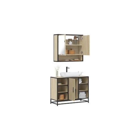 Ensemble de meubles de salle de bain 2 pcs chêne sonoma (1/5)
