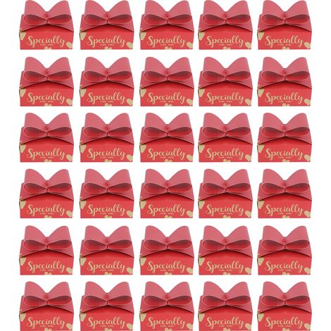 30 Stück Schleifen-Bonbonboxen, Geschenkboxen für Kekse, Partys, Weihnachten, Geburtstage, Hochzeiten, Zubehör, Rot (1/5)