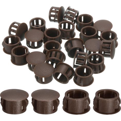 28Pcs Bouchon de Trou en Nylon, 13.5-14mm Diamètre de Trou Bouchon d'étanchéité Rond Souple et Flexible de Verrouillage Bouchons en Caoutchouc pour Bouteille, Tuyaux, Cuisine, Brun (1/5)