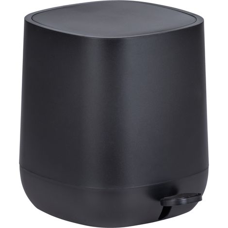 WENKO Treteimer Davos, Schwarz 6,5 L, Kosmetikeimer, Abfalleimer, Schwarz, Polypropylen schwarz, Polypropylen schwarz (1/4)