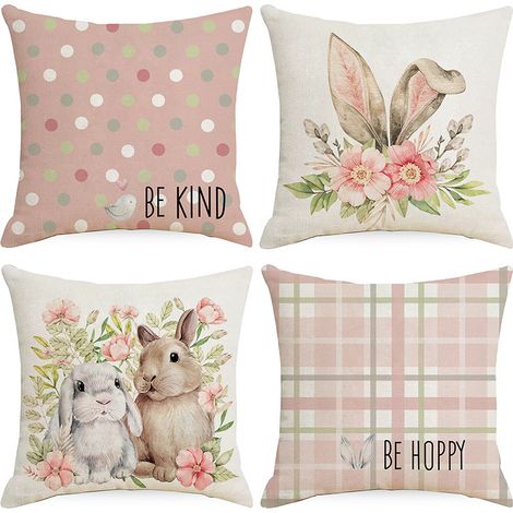 Lot de Housse Coussin Housses Taie d'oreiller Décoratif Canapé pour Chambre Chaise Lit,Jardin(Lapin 4 45x45cm (1/4)