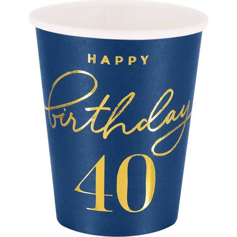 Tasses Joyeux Anniversaire 40, bleu marine 220ml 6 pièces. (1/3)