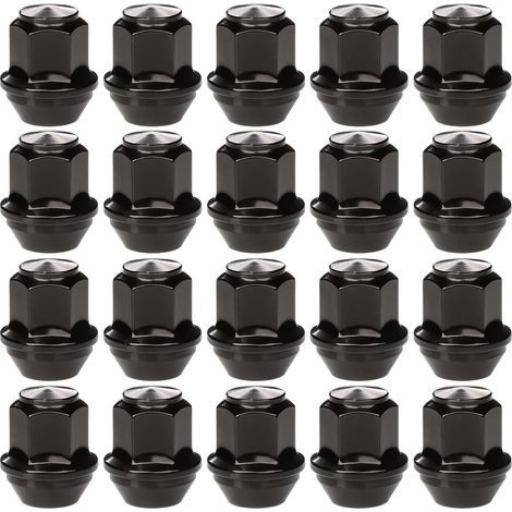 Lot de 20 écrous de roue en alliage monobloc M12x1,5 avec 19 hexagonaux, compatibles avec la plupart des Ford Focus Fiesta Fusion Escort Mondeo Kuga C-max, écrous de roue à extrémité fermée (noir) (1/5)