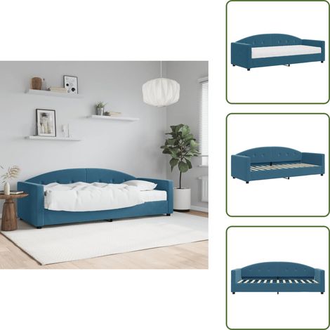 Sofá cama 2 en 1 - vidaXL Sofá cama con colchón terciopelo azul 80x200 cm - Sofá cama con espuma