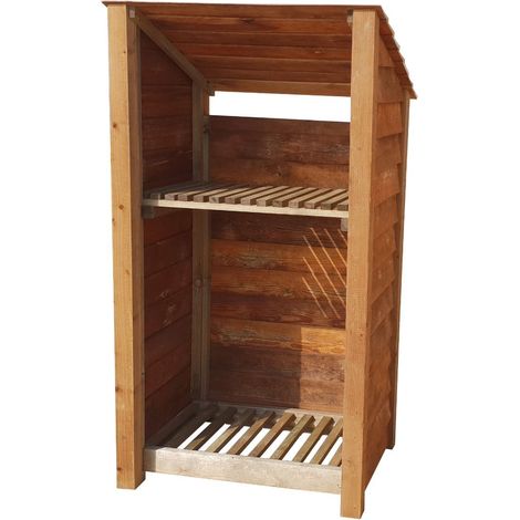 Wooden Log Store Reverse Roof, W99xH180cm (Brown finish) With Kindling Shelf