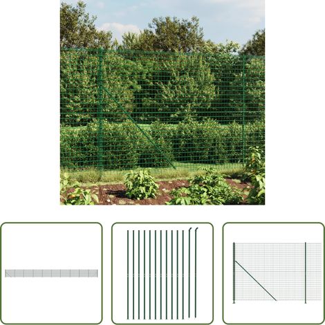 vidaXL Clôture en PVC - Clôture en treillis métallique avec bride vert 2x25 m (1/5)