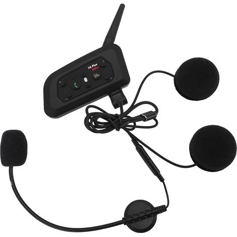 Système d'intercom Bluetooth pour moto, mains libres, étanche, avec casque et portée de 1200 m, pour une communication sans fil en temps réel. (1/5)