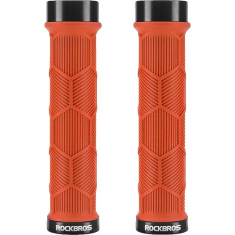 Manopola per manubrio di bicicletta, in silicone antiscivolo, design ultraleggero, arancione (1/2)