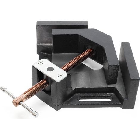 Wiltec Winkelschraubstock 90° mit 100 mm Backenbreite 75 mm Spanntiefe, Winkelzwinge aus Gusseisen, Schraubstock, Gehrungszwinge