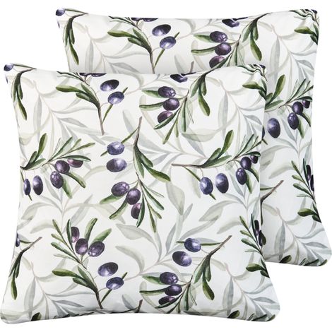 Conjunto de 2 cojines de exterior accesorios de jardín patrón de hojas 45x45 cm multicolor Tranqui