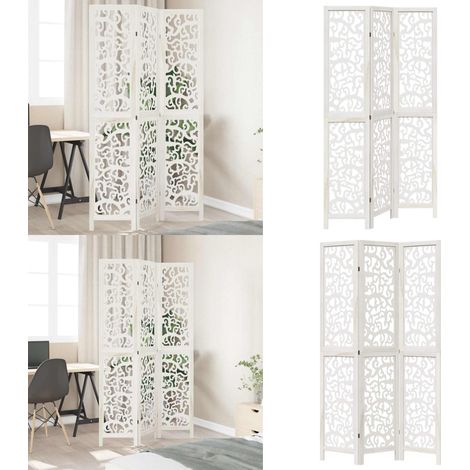Cloison de séparation 3 panneaux blanc bois de paulownia massif - Séparateur de pièce - Bois de paulownia (1/5)