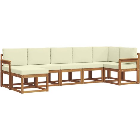 Outdoor-Sofagarnitur 7 Stk. Natur und Creme vidaXL (1/5)