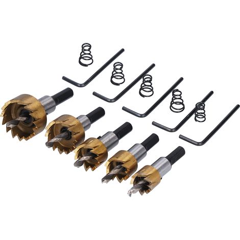 Kit de 5 scies cloches en acier carbone pour perçage sur bois, diamètre 16 à 30 mm (1/5)