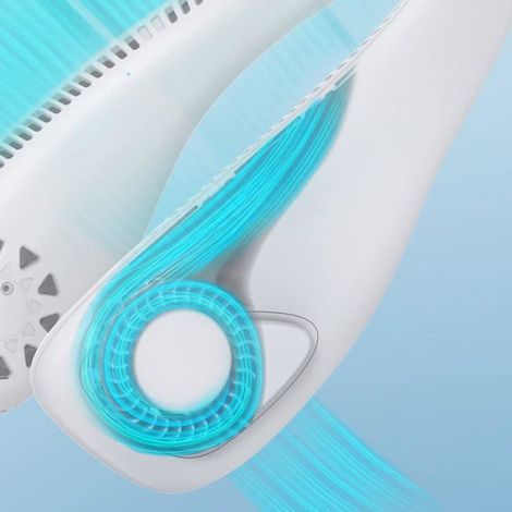 Ventilateur de cou portable, batterie 2000 mAh, refroidissement à 360°, 3 vitesses, ne retient pas les cheveux blancs (1/5)