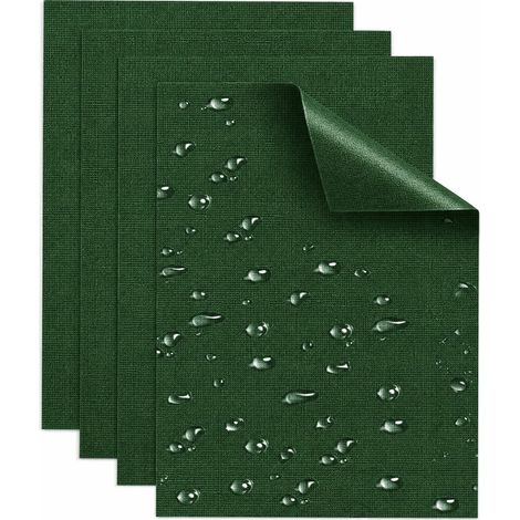 Lot de 4 patchs autocollants pour tissu et tente - 15 x 20 cm - Imperméables - Pour canapé, auvent, tonnelle de jardin, tente en coton, siège de voiture, vert armée (1/5)