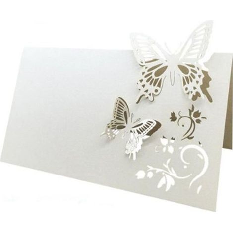 50x Marque Place Carte de Nom Etiquette de Table Forme de Papillon pour Cérémonie de Mariage Fête Anniversaire (1/4)