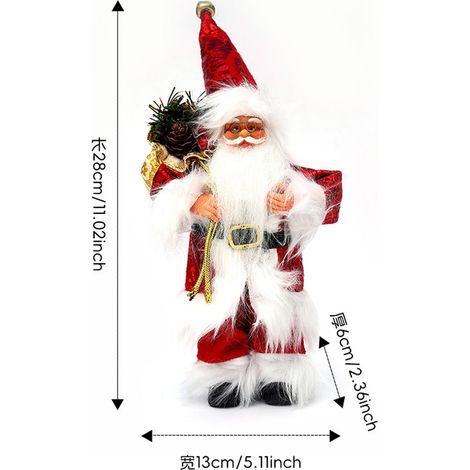 Statuette Pere Noel - 28 cm - Figurine Debout pour Arbre de Noel Cheminee Tableau Centre de Table - Rouge - 1 piece (1/4)