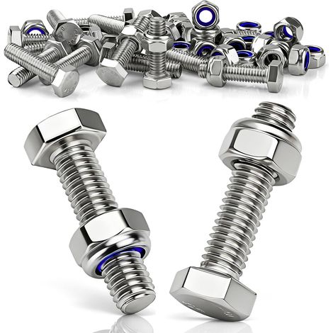 15Pièces Boulons à Tête Hexagonale M10x30mm Boulon Inox avec Écrous (1/5)