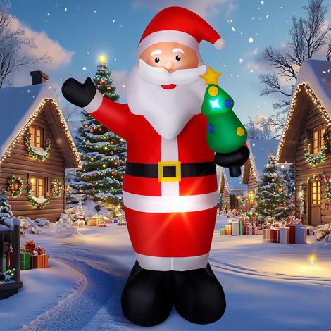 Père Noël Décoration de Noël Gonflable, 244cm Santa Claus Gonflable avec Lumières LED, Pieux de Cordes Fixes, Décoration de Modèle à Air pour Jardin Noël Fête Intérieur Extérieur - 1000mAh/12W (1/5)