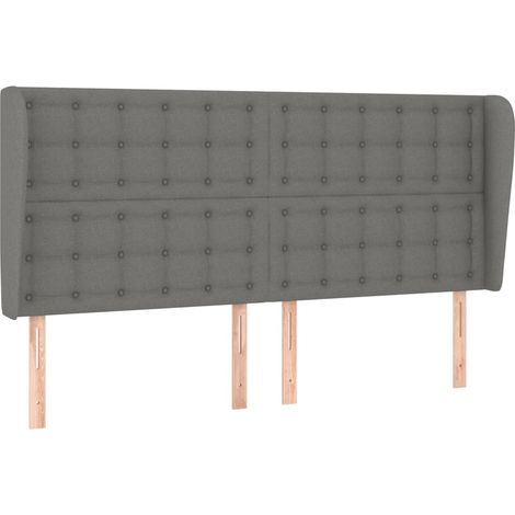 Testiera accessorio letto mobile camera da letto con bordo laterale 203 x 23 x 118/128 cm tessuto grigio scuro TDL0204932