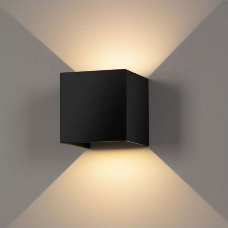 Applique murale intérieure/extérieure 12 W, lampe murale LED étanche IP65 réglable avec éclairage orientable haut/bas, design moderne, lumière chaude 3000 K, pour salon, chambre, couloir, terr (1/5)