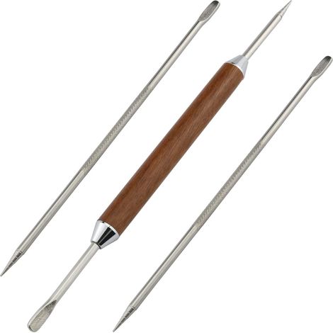 3 stylos à latte art en acier inoxydable, outils pour bariste, stylos à latte art (avec/sans poignée en bois), adaptés à la décoration du café (1/3)